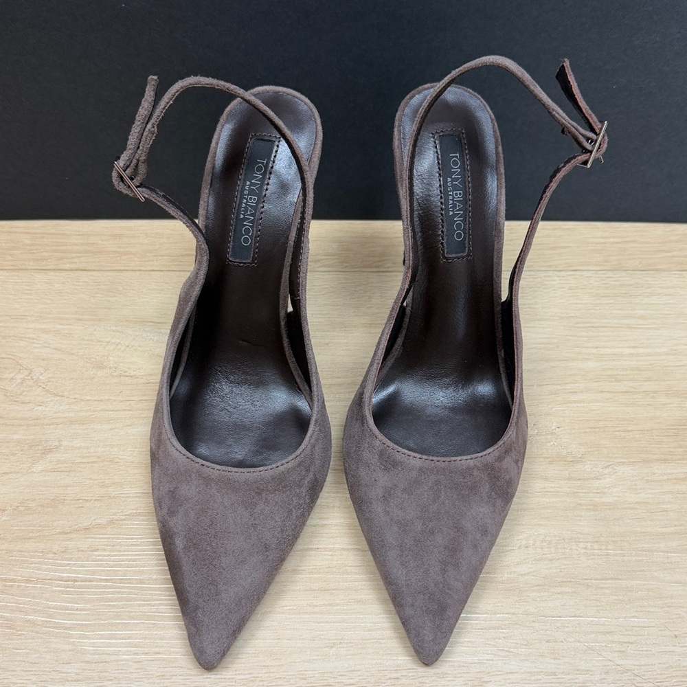 Tony Bianco Asti Slingback Pointed Toe Pump espresso suede, SIZE 7 - Picture 6 of 11